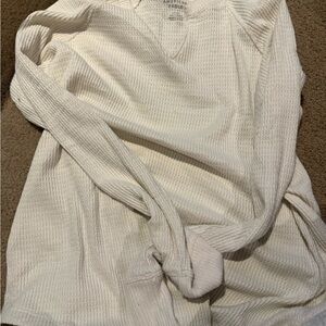 Cream Waffle Knit Long Sleeve Top